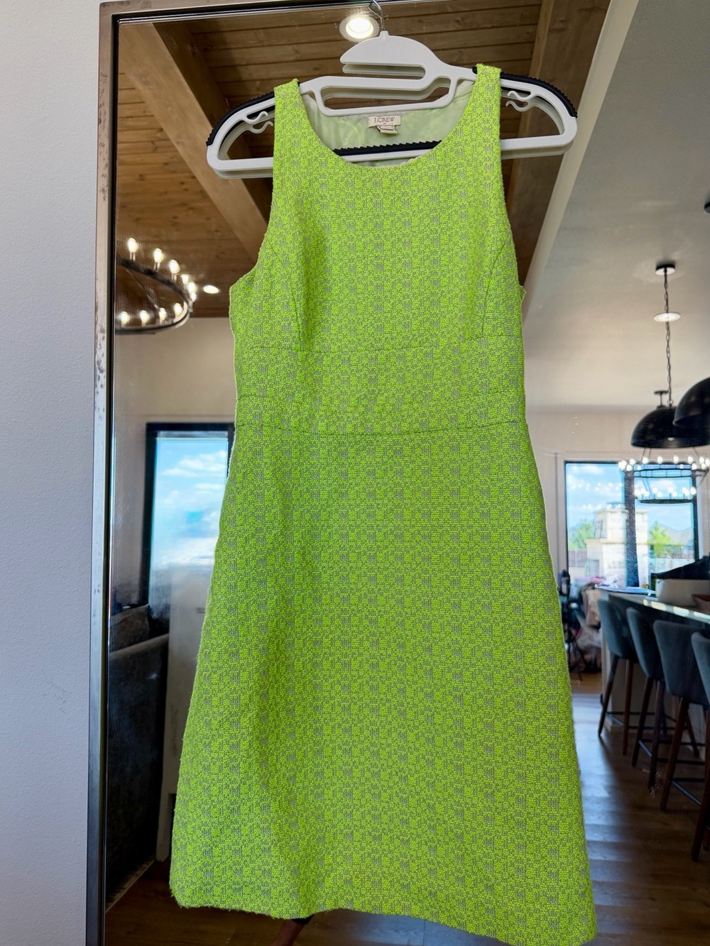 J. Crew Tweed Lime Green Neon Dress Sleeveless Sheath A-Line Mini